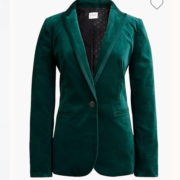 J. Crew Jackets & Blazers - NWOT J. Crew velvet one-button blazer Emerald Forest Green sz 14 BU748